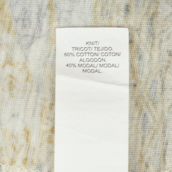 Lucky Brand Women's Medium Yellow Black Split Scoop Neck Tie Hem Cap Sleeve Tee - Picture 9 of 10